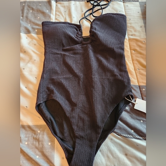 Seafolly Australia Sea Dive Bandeau One Piece - Black NWT size 10/L - Picture 7 of 12